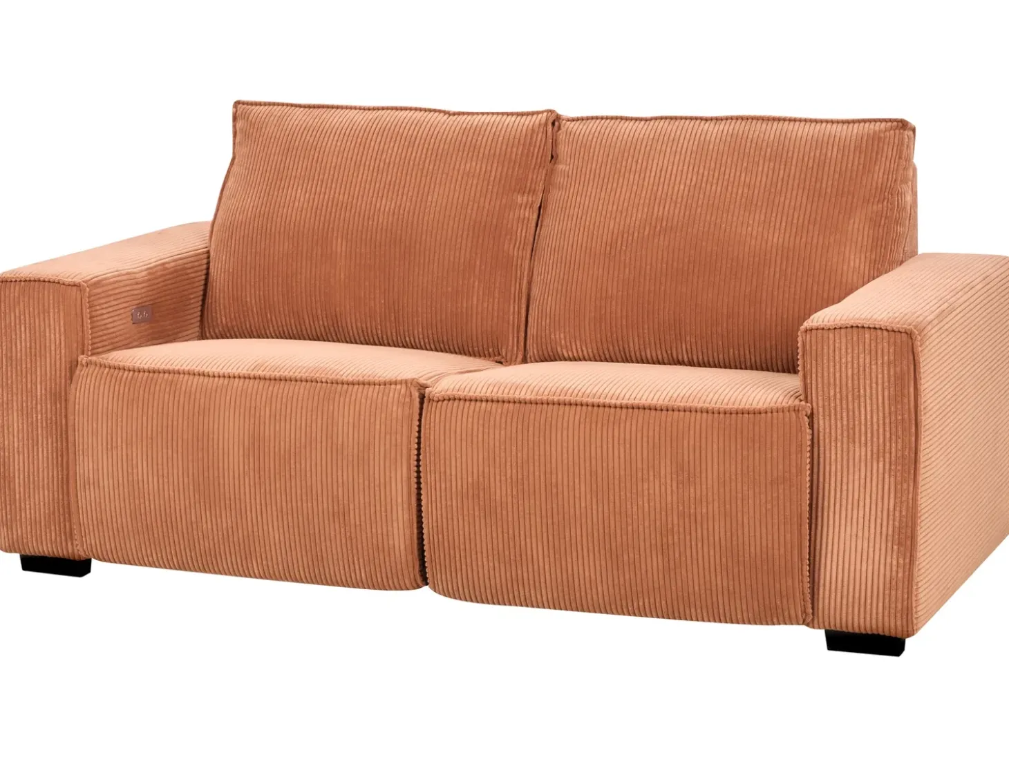 Discount Sofa z elektryczną funkcją relaksu dla 2 osób NUKARI Sztruks Pomarańczowy Sofy Tapicerowane|Sofy Dwuosobowe