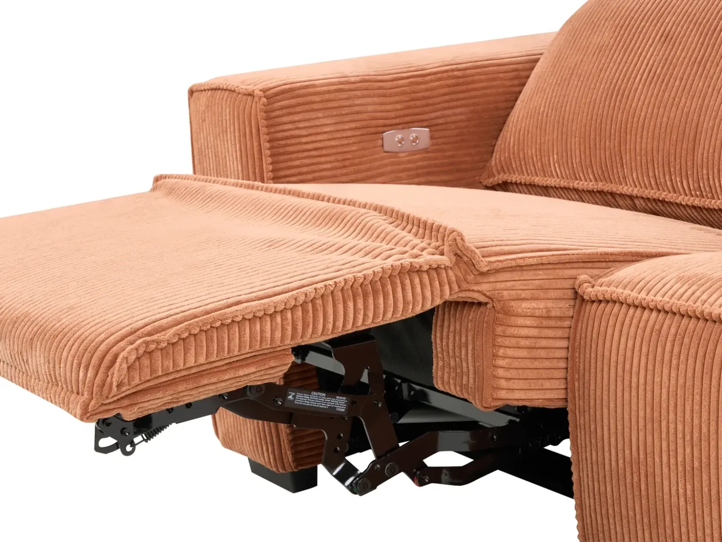 Discount Sofa z elektryczną funkcją relaksu dla 2 osób NUKARI Sztruks Pomarańczowy Sofy Tapicerowane|Sofy Dwuosobowe