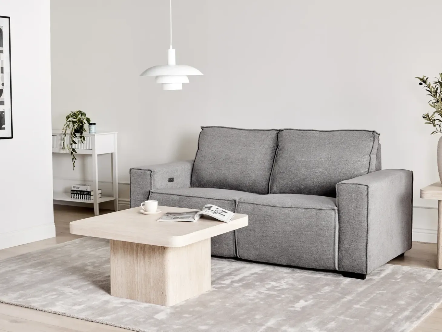 New Sofa z elektryczną funkcją relaksu dla 2 osób NUKARI Szary Sofy Tapicerowane|Sofy Dwuosobowe