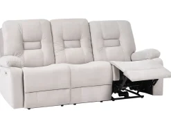 Outlet Sofa z elektryczną funkcją relaksu dla 3 osób BERGEN Welur Jasno Z portem USB Sofy Tapicerowane|Kolekcje Sof