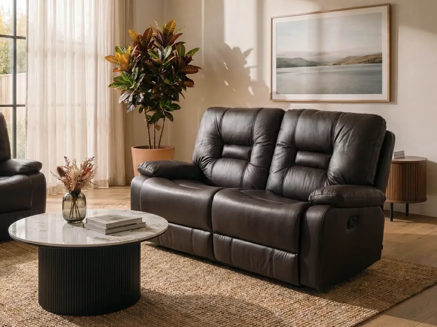 Hot Sofa z manualną funkcją relaksu dla 2 osób BERGEN Ekoskóra Sofy Dwuosobowe|Kolekcje Sof