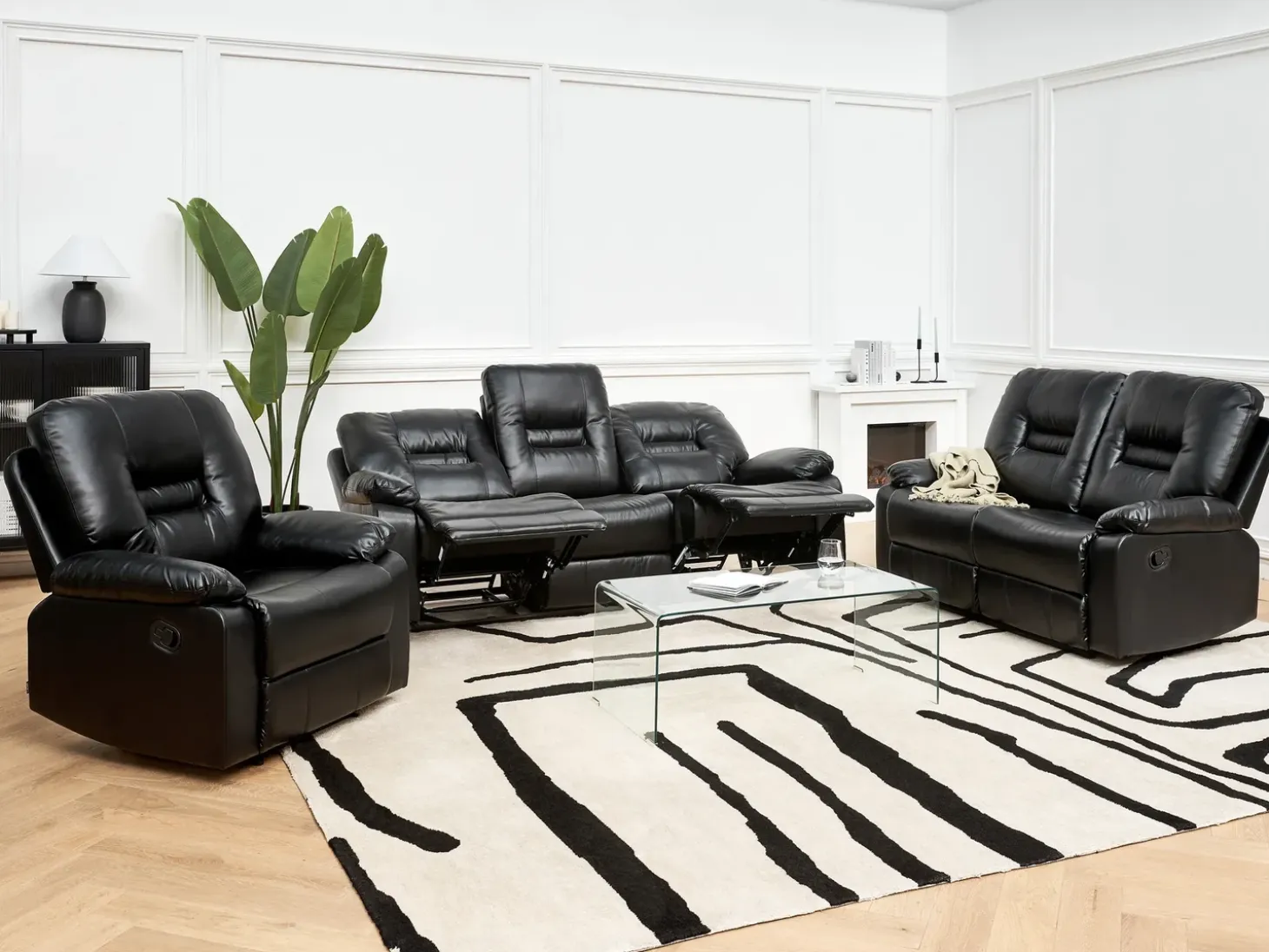 Clearance Sofa z manualną funkcją relaksu dla 2 osób BERGEN Ekoskóra Sofy Dwuosobowe|Kolekcje Sof