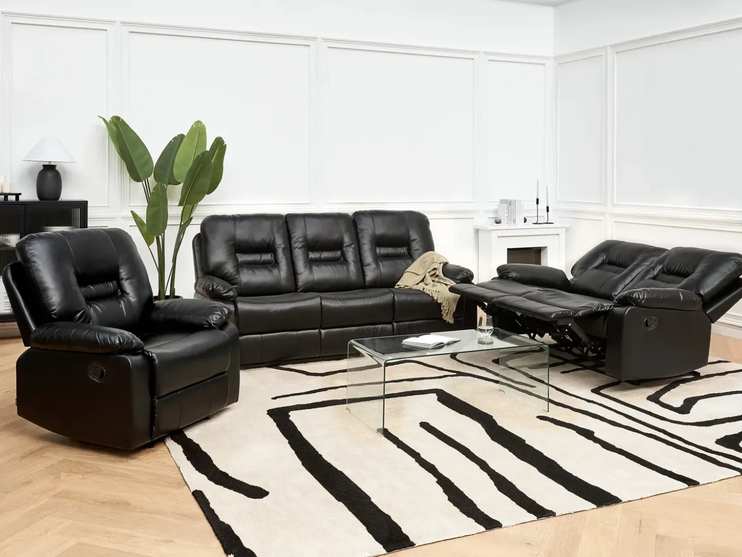 Clearance Sofa z manualną funkcją relaksu dla 2 osób BERGEN Ekoskóra Sofy Dwuosobowe|Kolekcje Sof