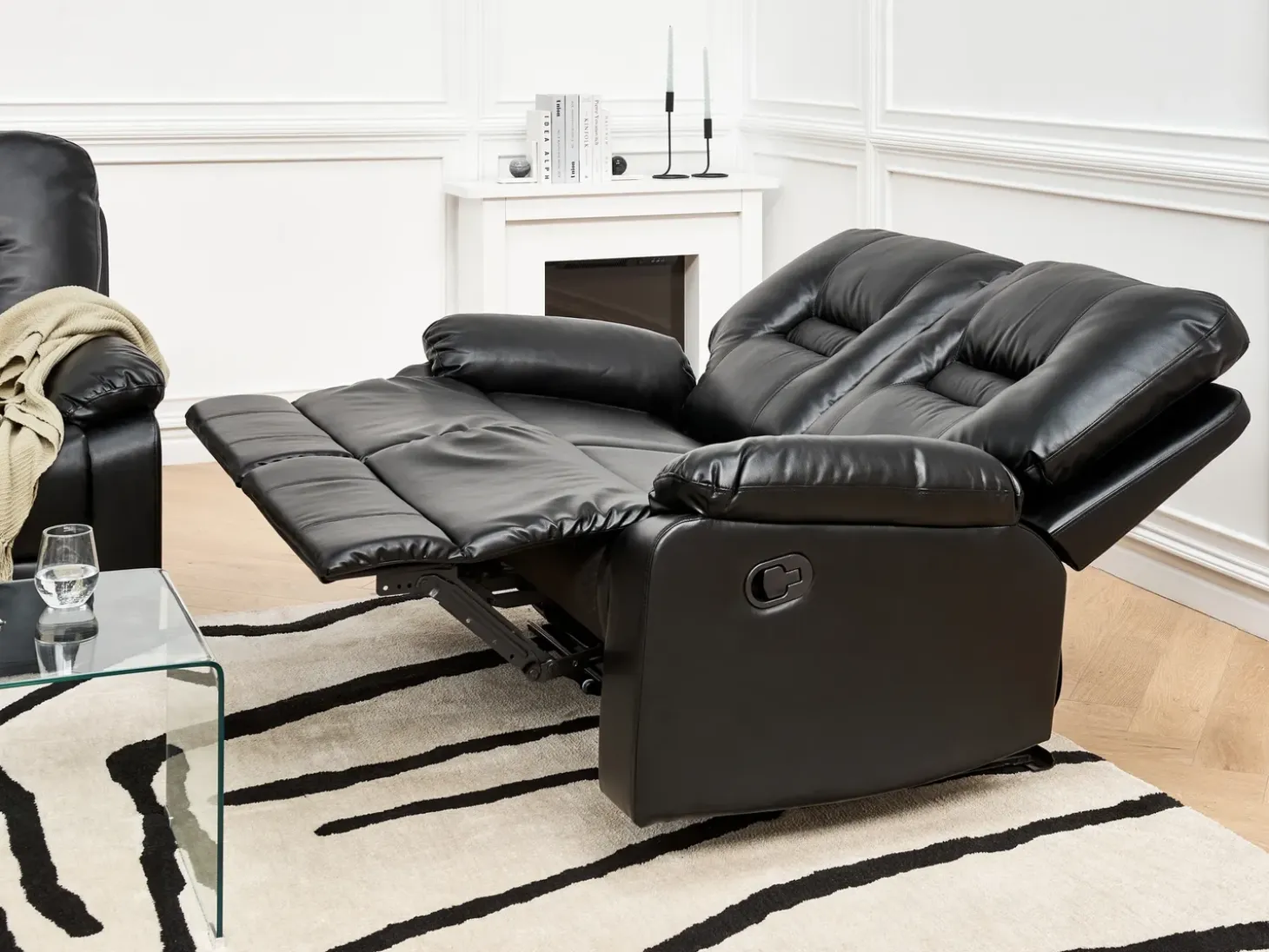 Clearance Sofa z manualną funkcją relaksu dla 2 osób BERGEN Ekoskóra Sofy Dwuosobowe|Kolekcje Sof