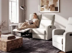 Online Sofa z manualną funkcją relaksu dla 2 osób VERDAL Welur Z wysuwanym podnóżkiem Sofy Tapicerowane|Sofy Dwuosobowe