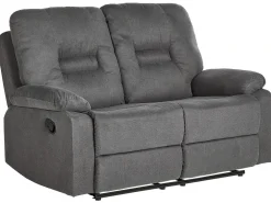 Sofa z manualną funkcją relaksu dla 2 osób BERGEN Ciemnoszary Sofy Tapicerowane|Sofy Dwuosobowe