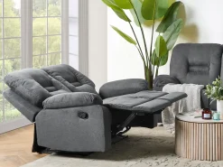 Sofa z manualną funkcją relaksu dla 2 osób BERGEN Ciemnoszary Sofy Tapicerowane|Sofy Dwuosobowe