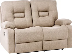 Hot Sofa z manualną funkcją relaksu dla 2 osób BERGEN Beżowy Sofy Tapicerowane|Sofy Dwuosobowe