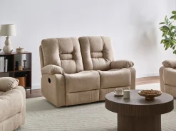 Hot Sofa z manualną funkcją relaksu dla 2 osób BERGEN Beżowy Sofy Tapicerowane|Sofy Dwuosobowe