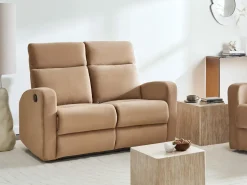 Best Sofa z manualną funkcją relaksu dla 2 osób VERDAL Welur Jasno Sofy Tapicerowane|Sofy Dwuosobowe