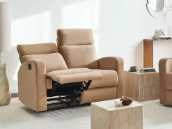 Best Sofa z manualną funkcją relaksu dla 2 osób VERDAL Welur Jasno Sofy Tapicerowane|Sofy Dwuosobowe
