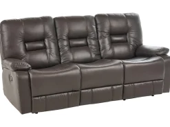 Discount Sofa z manualną funkcją relaksu dla 3 osób BERGEN Ekoskóra Kolekcje Sof|Sofy Skórzane