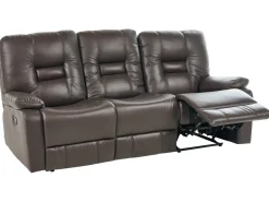 Discount Sofa z manualną funkcją relaksu dla 3 osób BERGEN Ekoskóra Kolekcje Sof|Sofy Skórzane