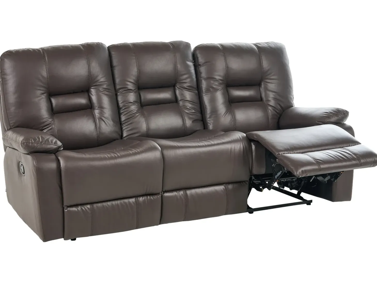 Discount Sofa z manualną funkcją relaksu dla 3 osób BERGEN Ekoskóra Kolekcje Sof|Sofy Skórzane