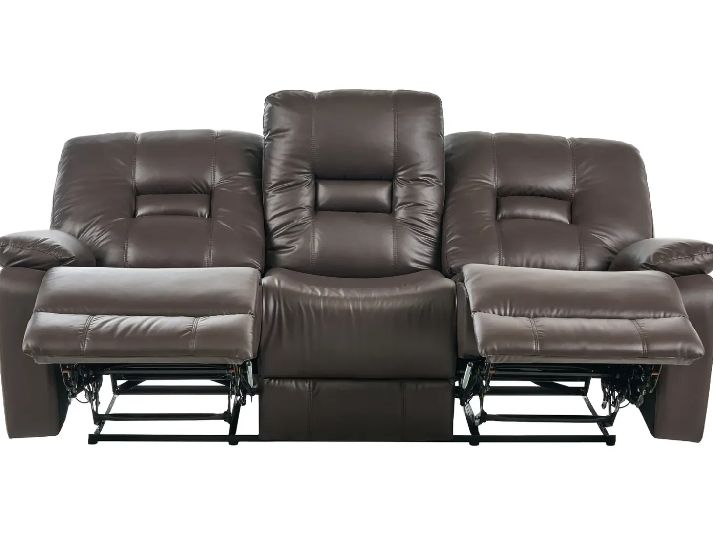 Discount Sofa z manualną funkcją relaksu dla 3 osób BERGEN Ekoskóra Kolekcje Sof|Sofy Skórzane