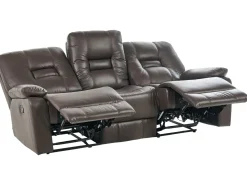 Discount Sofa z manualną funkcją relaksu dla 3 osób BERGEN Ekoskóra Kolekcje Sof|Sofy Skórzane
