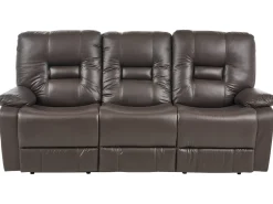 Discount Sofa z manualną funkcją relaksu dla 3 osób BERGEN Ekoskóra Kolekcje Sof|Sofy Skórzane