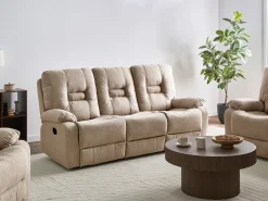 Discount Sofa z manualną funkcją relaksu dla 3 osób BERGEN Beżowy Sofy Tapicerowane|Kolekcje Sof