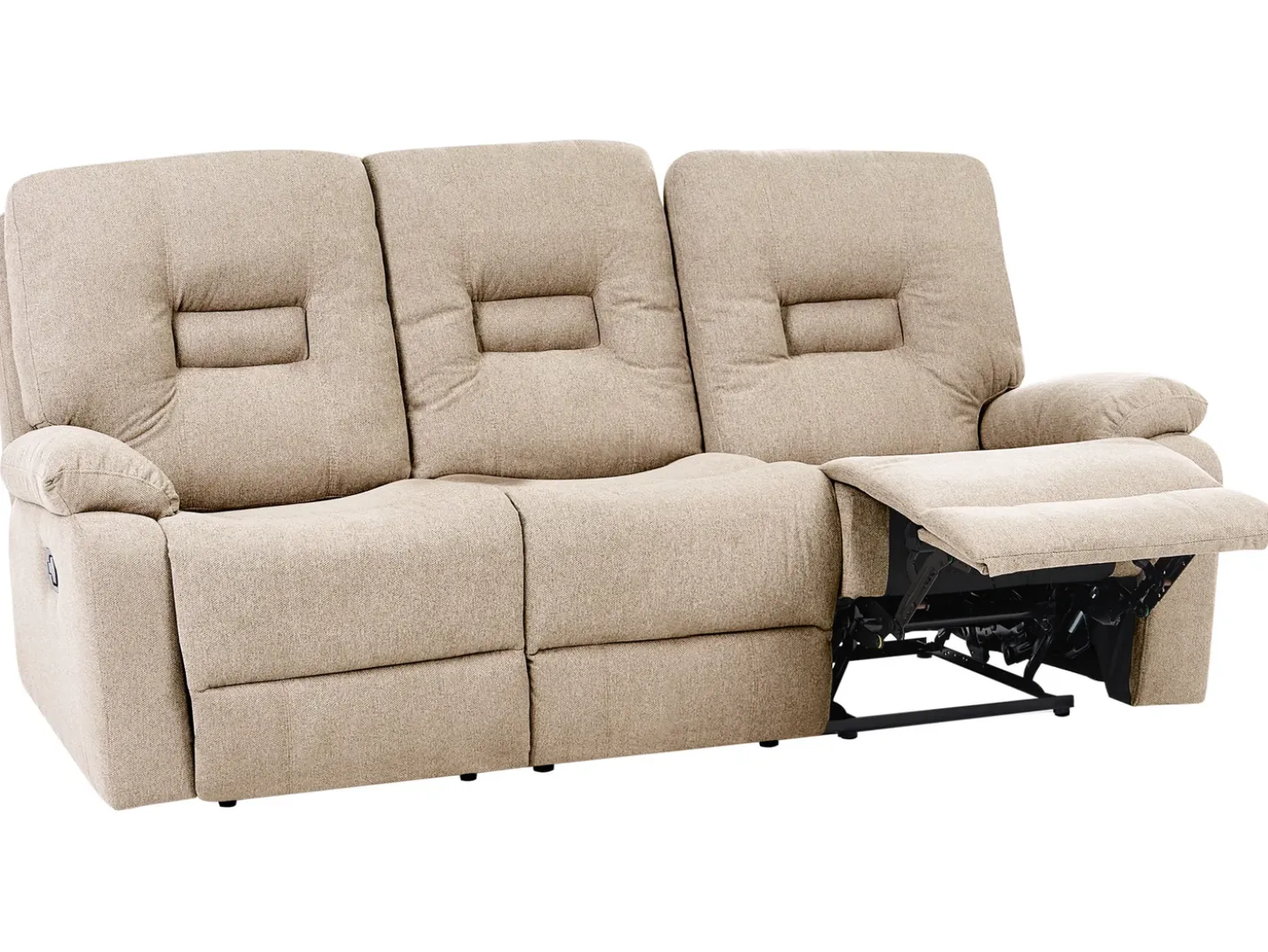 Discount Sofa z manualną funkcją relaksu dla 3 osób BERGEN Beżowy Sofy Tapicerowane|Kolekcje Sof