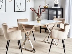Clearance Stół do jadalni ATTICA Biały 120 cm 70 cm Szkło hartowane Stoły Do Jadalni|Wszystkie Stoły