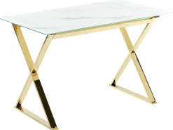 Sale Stół do jadalni ATTICA Marmur/ złoty 120 cm 70 cm Szkło hartowane Stoły Do Jadalni|Wszystkie Stoły