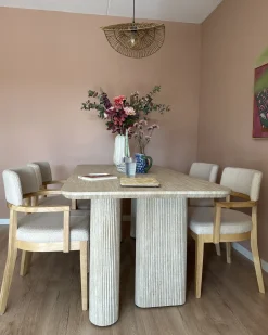 Outlet Stół do jadalni BARROY Efekt trawertynu 180 cm 90 cm Stoły Do Jadalni|Wszystkie Stoły
