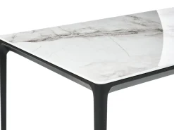 New Stół do jadalni JOLLEIN Biały marmur 140 cm 80 cm Szkło Stoły Do Jadalni|Wszystkie Stoły