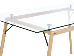 Outlet Stół do jadalni KAMINA Jasnobrązowy 140 cm 80 cm Szkło hartowane Stoły Do Jadalni|Wszystkie Stoły