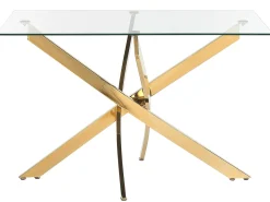 Clearance Stół do jadalni MARAMO Złoty 120 cm 70 cm Szkło hartowane Stoły Do Jadalni|Wszystkie Stoły