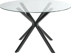 New Stół do jadalni MESTON Czarny 120 cm 120 cm Szkło hartowane Stoły Do Jadalni|Wszystkie Stoły