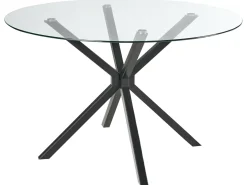 New Stół do jadalni MESTON Czarny 120 cm 120 cm Szkło hartowane Stoły Do Jadalni|Wszystkie Stoły