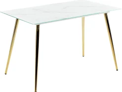 Outlet Stół do jadalni MULGA Marmur/ złoty 120 cm 70 cm Szkło hartowane Stoły Do Jadalni|Wszystkie Stoły