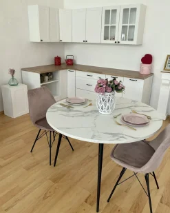 Sale Stół do jadalni ODEON Biały marmur 120 cm 120 cm Stoły Do Jadalni|Wszystkie Stoły