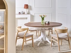 Sale Stół do jadalni rozkładany AKRON Jesion brązowy 106 cm Drewno Stoły Z Litego Drewna|Stoły Rozkładane