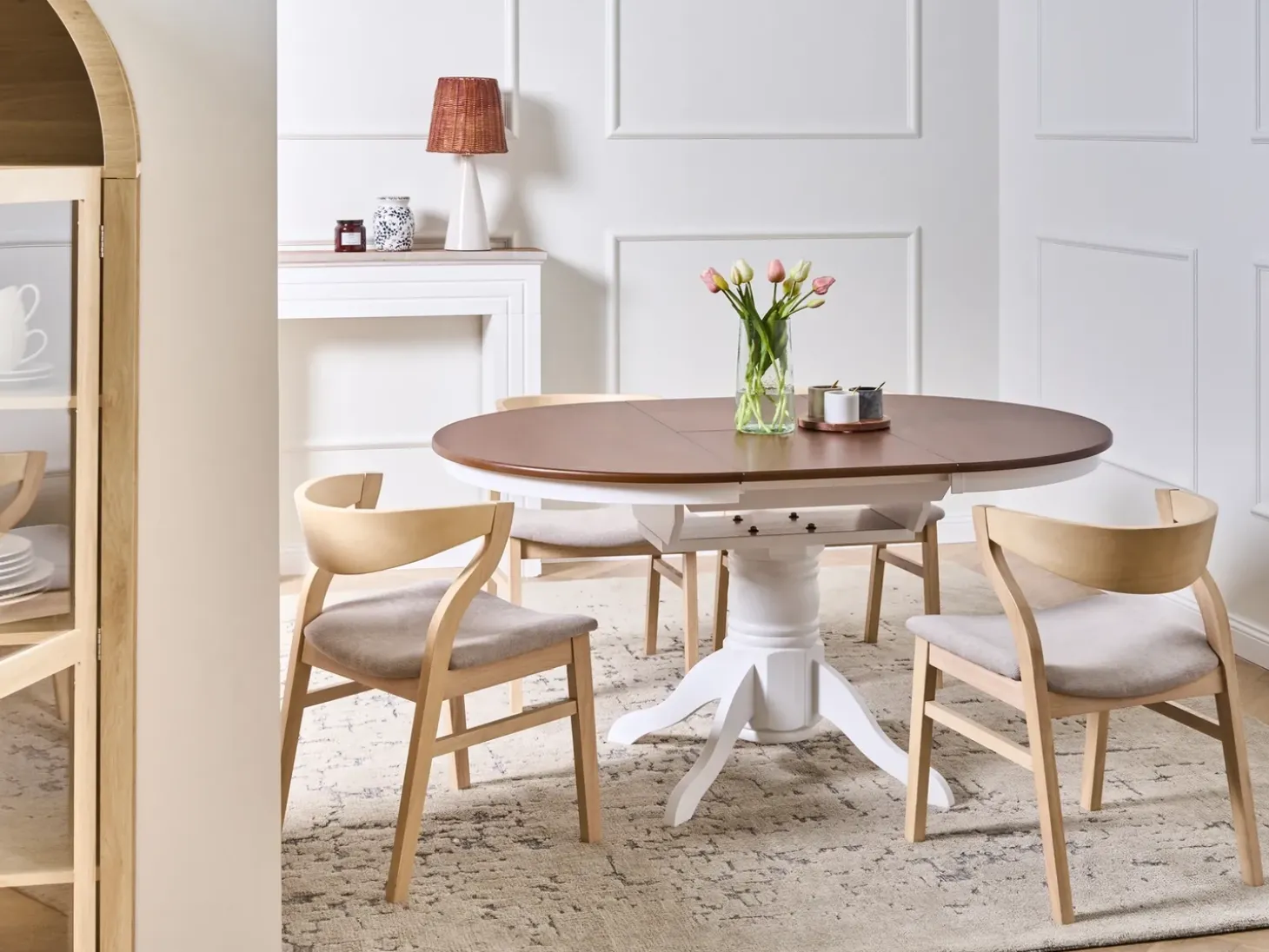 Sale Stół do jadalni rozkładany AKRON Jesion brązowy 106 cm Drewno Stoły Z Litego Drewna|Stoły Rozkładane