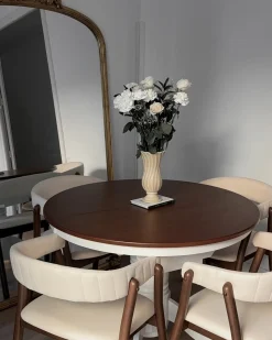 Sale Stół do jadalni rozkładany AKRON Jesion brązowy 106 cm Drewno Stoły Z Litego Drewna|Stoły Rozkładane