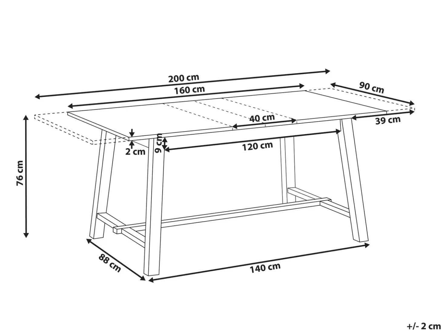 BARNES Jesion jasny 160/200 cm 90 cm Stoły Do Jadalni|Wszystkie Stoły