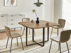 New Stół do jadalni rozkładany COOPER Brązowy 120/160 cm 120 cm Stoły Do Jadalni|Wszystkie Stoły