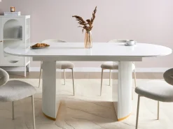Clearance Stół do jadalni rozkładany DULVERTON Biały 160/200 cm 90 cm Stoły Do Jadalni|Wszystkie Stoły