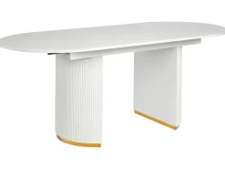 Clearance Stół do jadalni rozkładany DULVERTON Biały 160/200 cm 90 cm Stoły Do Jadalni|Wszystkie Stoły