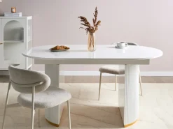 Clearance Stół do jadalni rozkładany DULVERTON Biały 160/200 cm 90 cm Stoły Do Jadalni|Wszystkie Stoły