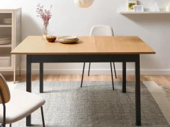 Clearance Stół do jadalni rozkładany HOUSTON Jasnobrązowy/ czarny 120/150 cm 90 cm Drewno sosnowe Stoły Z Litego Drewna|Stoły Rozkładane