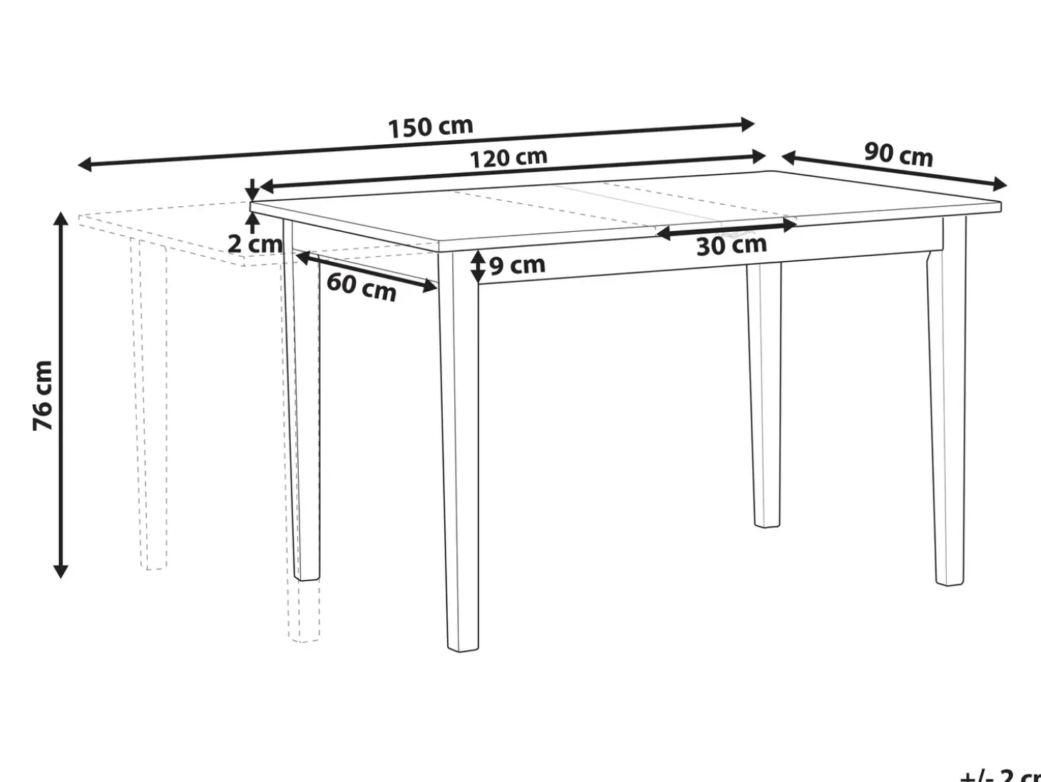 New Stół do jadalni rozkładany HOUSTON Jasny brąz/ biały 120/150 cm 90 cm Drewno sosnowe Stoły Z Litego Drewna|Stoły Rozkładane