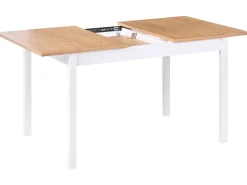 New Stół do jadalni rozkładany HOUSTON Jasny brąz/ biały 120/150 cm 90 cm Drewno sosnowe Stoły Z Litego Drewna|Stoły Rozkładane
