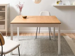 New Stół do jadalni rozkładany HOUSTON Jasny brąz/ biały 120/150 cm 90 cm Drewno sosnowe Stoły Z Litego Drewna|Stoły Rozkładane