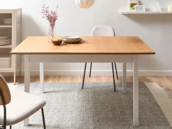 New Stół do jadalni rozkładany HOUSTON Jasny brąz/ biały 120/150 cm 90 cm Drewno sosnowe Stoły Z Litego Drewna|Stoły Rozkładane