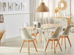 Clearance Stół do jadalni rozkładany LOUISIANA Jasnobrązowy 120/160 cm 75 cm Drewno Stoły Z Litego Drewna|Stoły Rozkładane