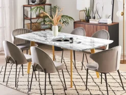 Online Stół do jadalni rozkładany MOSBY Marmur/ złoty 160/200 cm 90 cm Stoły Do Jadalni|Wszystkie Stoły