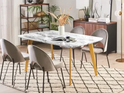Online Stół do jadalni rozkładany MOSBY Marmur/ złoty 160/200 cm 90 cm Stoły Do Jadalni|Wszystkie Stoły