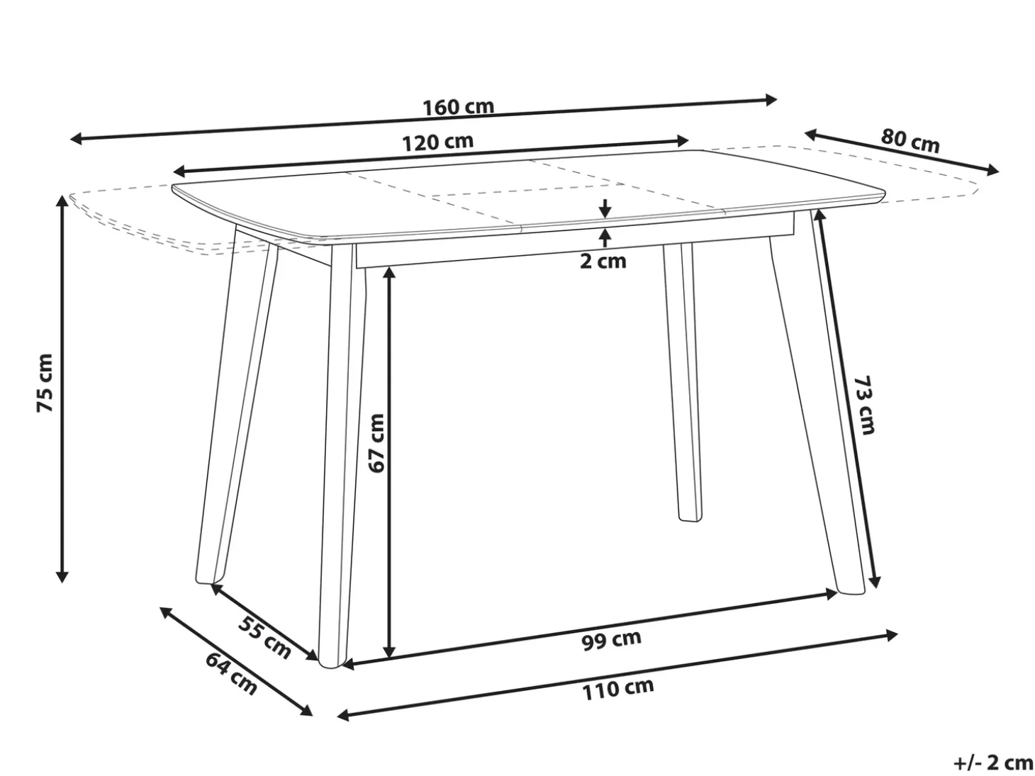 Clearance Stół do jadalni rozkładany SANFORD 120/160 cm 80 cm Stoły Do Jadalni|Wszystkie Stoły